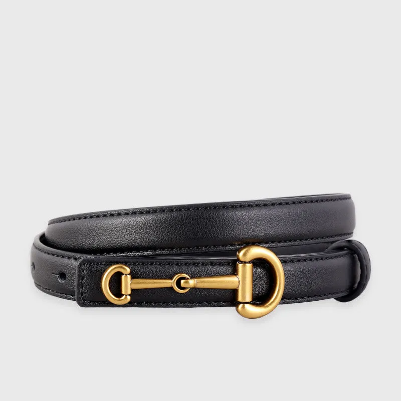Women's Horseshoe Buckle Belt Leather Skinny Belt sold by FloralTrip