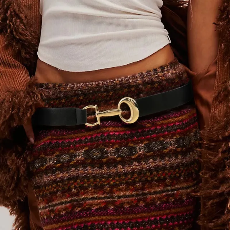 Women's Horseshoe Buckle Belt Simple Leather Belt sold by FloralTrip