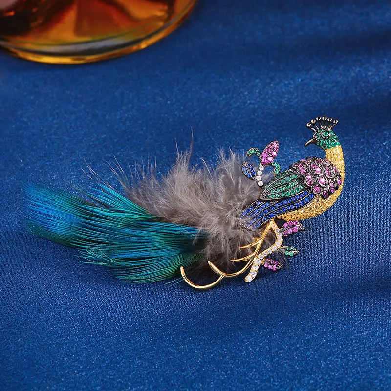 Women's Exquisite Bling Rhinestones Peacock Feather Brooch sold by FloralTrip product image thumbnail 4