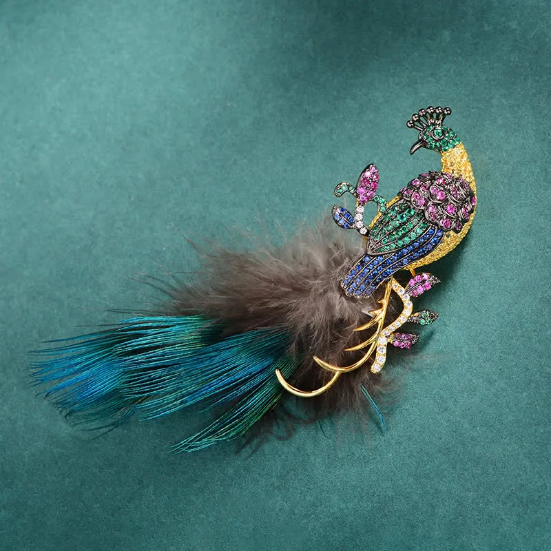 Women's Exquisite Bling Rhinestones Peacock Feather Brooch sold by FloralTrip product image thumbnail 5