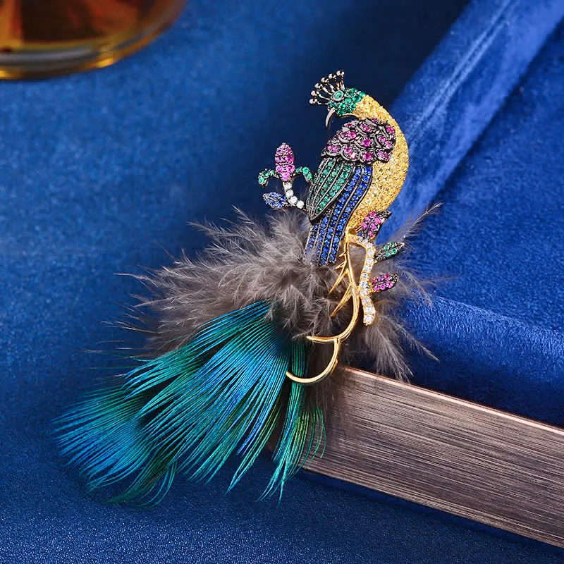 Women's Exquisite Bling Rhinestones Peacock Feather Brooch sold by FloralTrip product image thumbnail 3