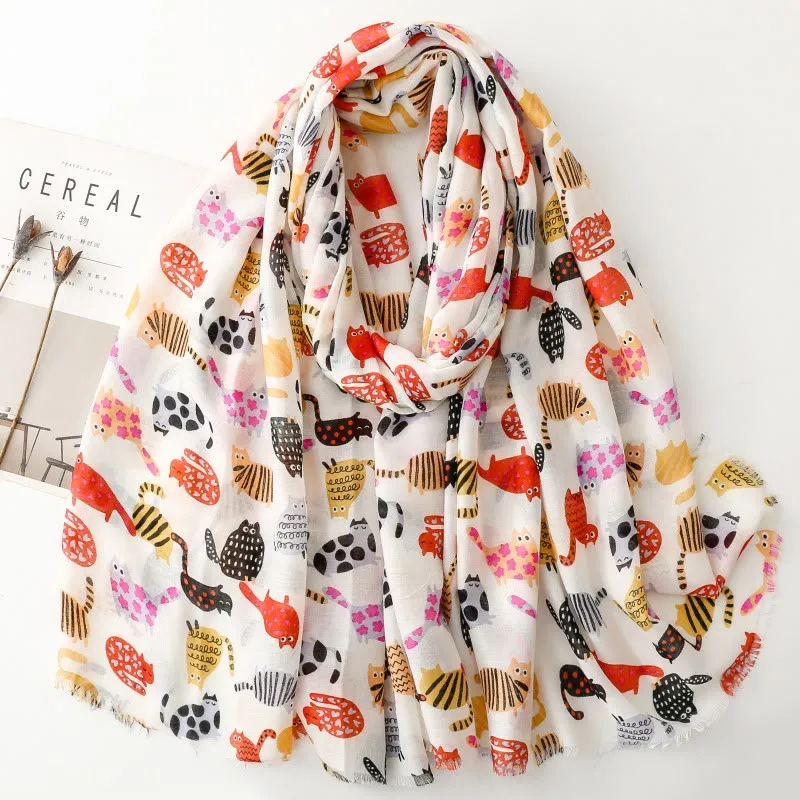 Women's Cute Cat Printed Lightweight Thin Scarf sold by FloralTrip