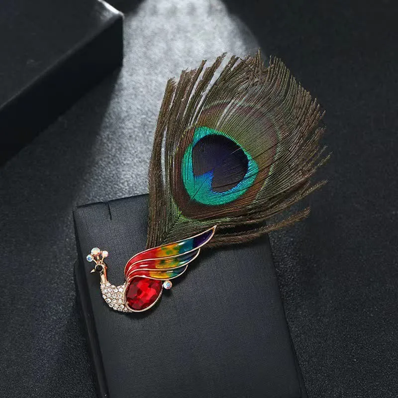 Women's Ethnic Crystal Peacock Eye Feather Brooch sold by FloralTrip product image thumbnail 4