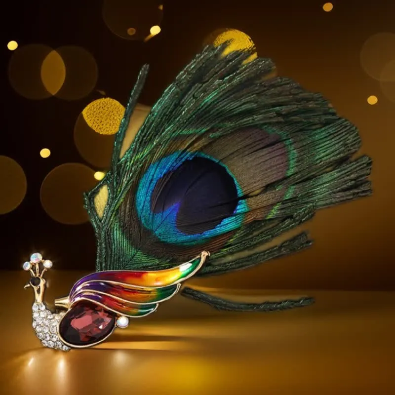Women's Ethnic Crystal Peacock Eye Feather Brooch sold by FloralTrip product image thumbnail 2