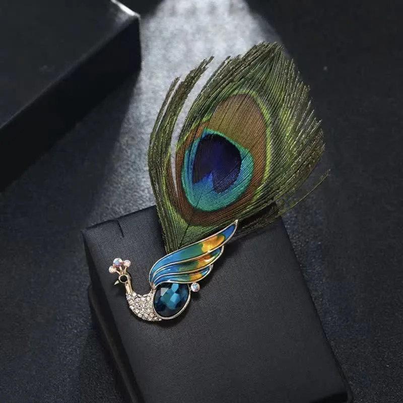 Women's Ethnic Crystal Peacock Eye Feather Brooch sold by FloralTrip product image thumbnail 3