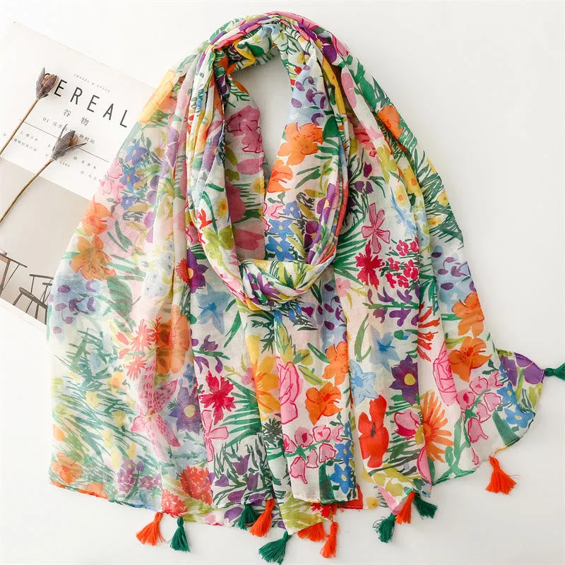 Women's Colorful Floral Printed Lightweight Thin Scarf sold by FloralTrip
