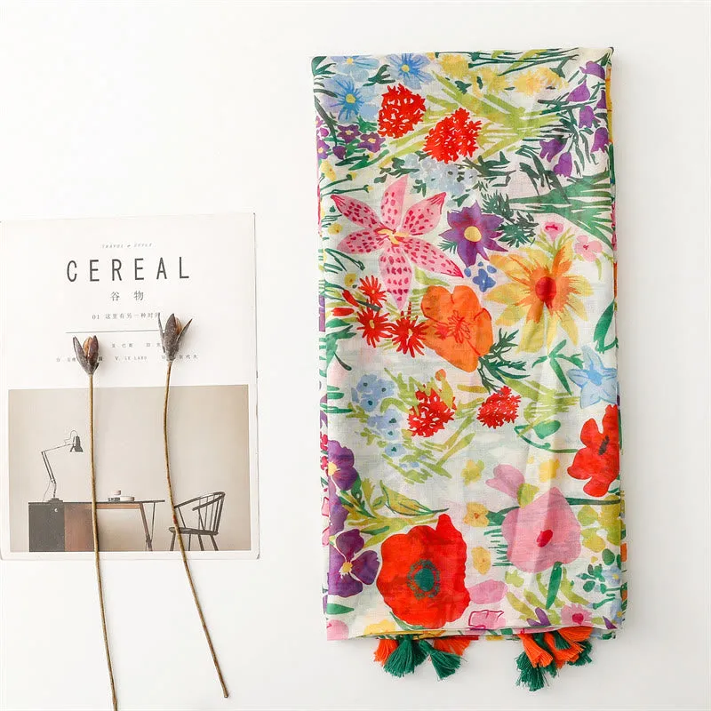 Women's Colorful Floral Printed Lightweight Thin Scarf sold by FloralTrip product image thumbnail 5