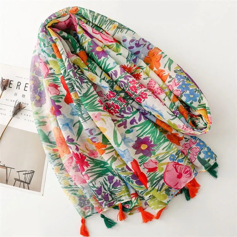 Women's Colorful Floral Printed Lightweight Thin Scarf sold by FloralTrip product image thumbnail 3