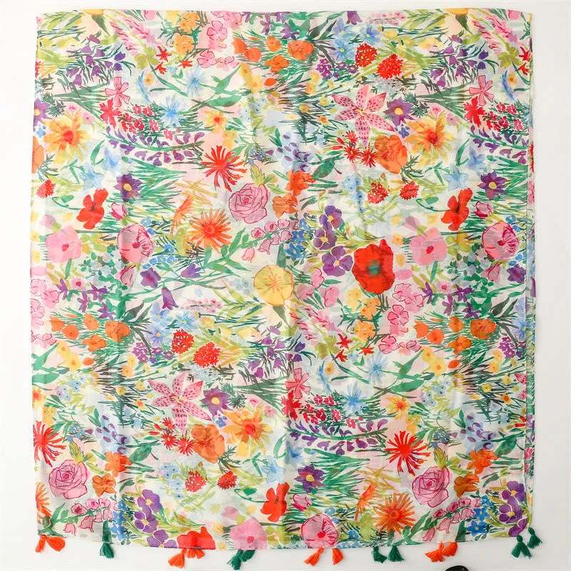 Women's Colorful Floral Printed Lightweight Thin Scarf sold by FloralTrip product image thumbnail 4