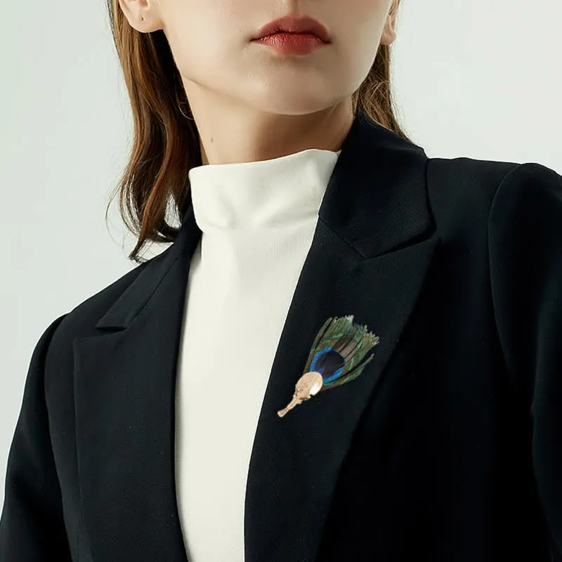 Unisex Artificial Blue Green Peacock Eye Feather Brooch sold by FloralTrip product image thumbnail 3