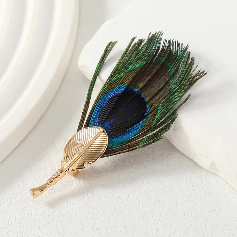 Unisex Artificial Blue Green Peacock Eye Feather Brooch sold by FloralTrip product image thumbnail 5