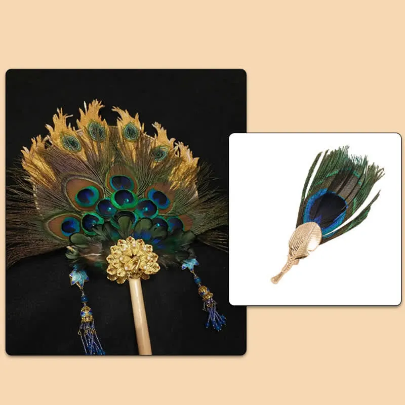 Unisex Artificial Blue Green Peacock Eye Feather Brooch sold by FloralTrip product image thumbnail 4