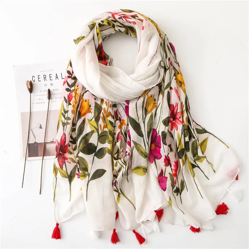 Women's Floral Printed Lightweight Thin Scarf sold by FloralTrip