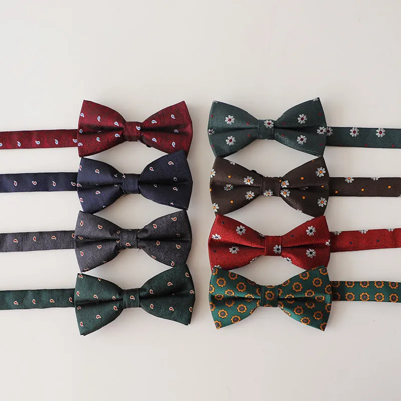 Retro Floral Printed Pre-tied Adjustable Strap Bow Tie sold by FloralTrip product image thumbnail 3