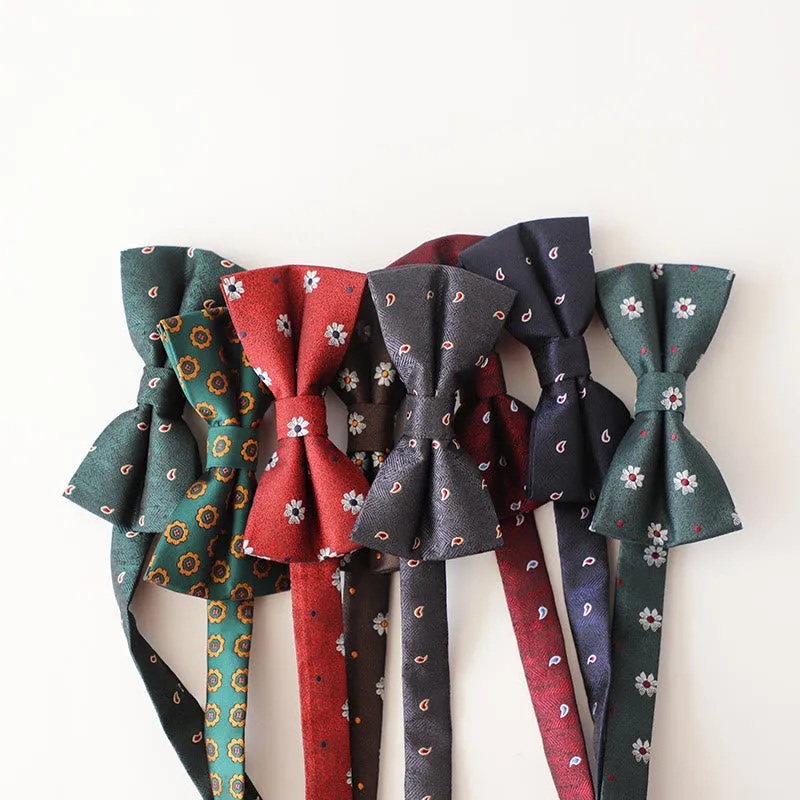 Retro Floral Printed Pre-tied Adjustable Strap Bow Tie sold by FloralTrip product image thumbnail 4