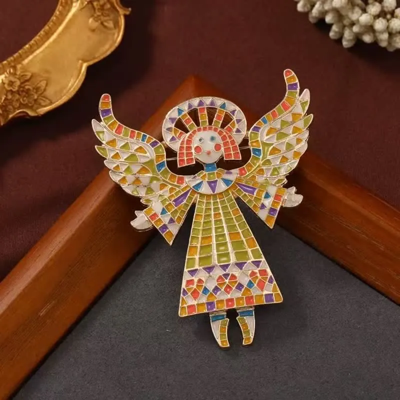 Women's Cute Colorful Enamel Angel Brooch sold by FloralTrip