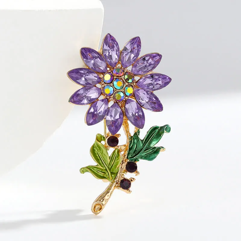 Women's Purple Sunflower Crystal Rhinestone Brooch sold by FloralTrip