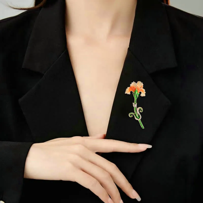 Women's Lovely Enameled Carnation Brooch sold by FloralTrip product image thumbnail 2