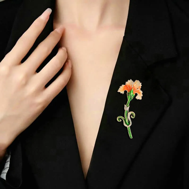 Women's Lovely Enameled Carnation Brooch sold by FloralTrip product image thumbnail 3