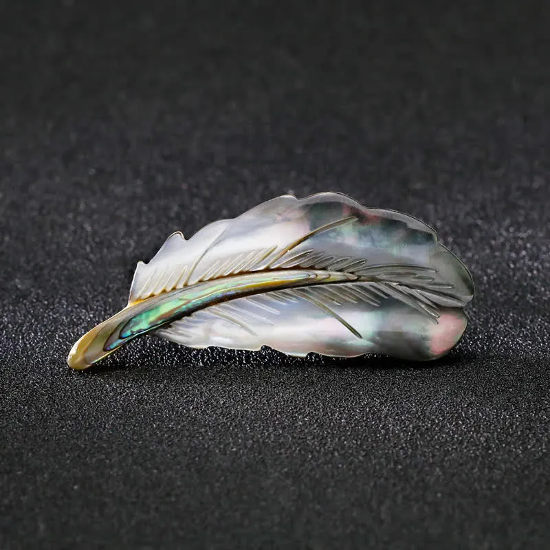 Unisex Natural Abalone Shell Feather Shape Brooch made by FloralTrip