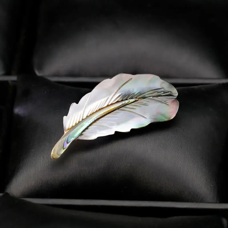 Unisex Natural Abalone Shell Feather Shape Brooch sold by FloralTrip product image thumbnail 5