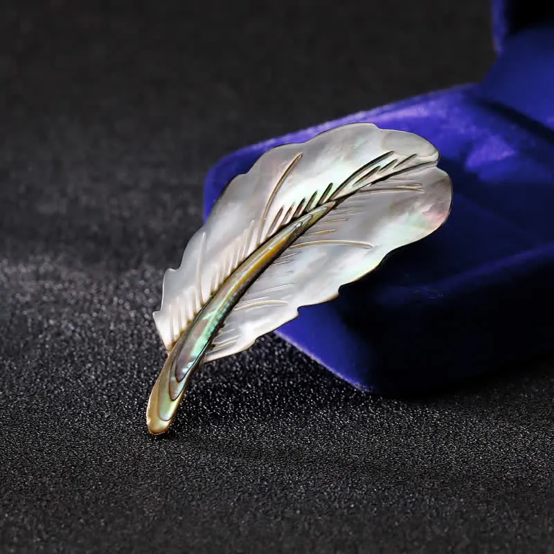 Unisex Natural Abalone Shell Feather Shape Brooch sold by FloralTrip product image thumbnail 2
