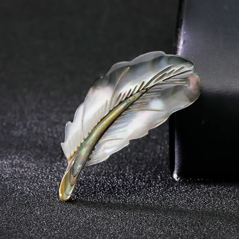 Unisex Natural Abalone Shell Feather Shape Brooch sold by FloralTrip product image thumbnail 4