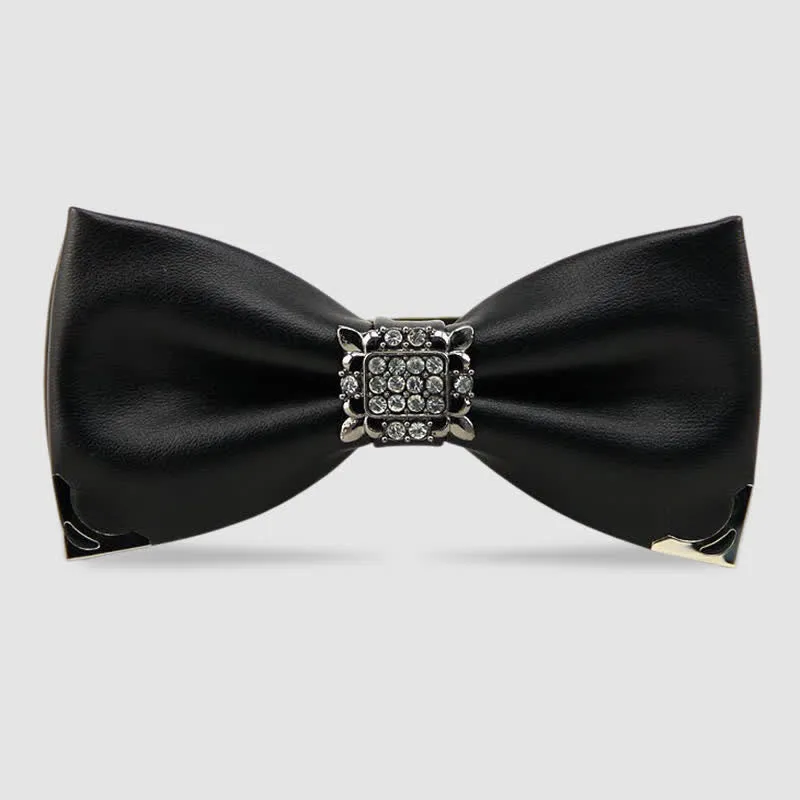 Clearance: Men's Crystal Rhinestone Leather Bow Tie sold by FloralTrip