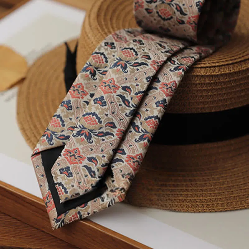 Clearance: Men's Beige & Pink Exotic Mystery Lotus Necktie sold by FloralTrip product image thumbnail 3