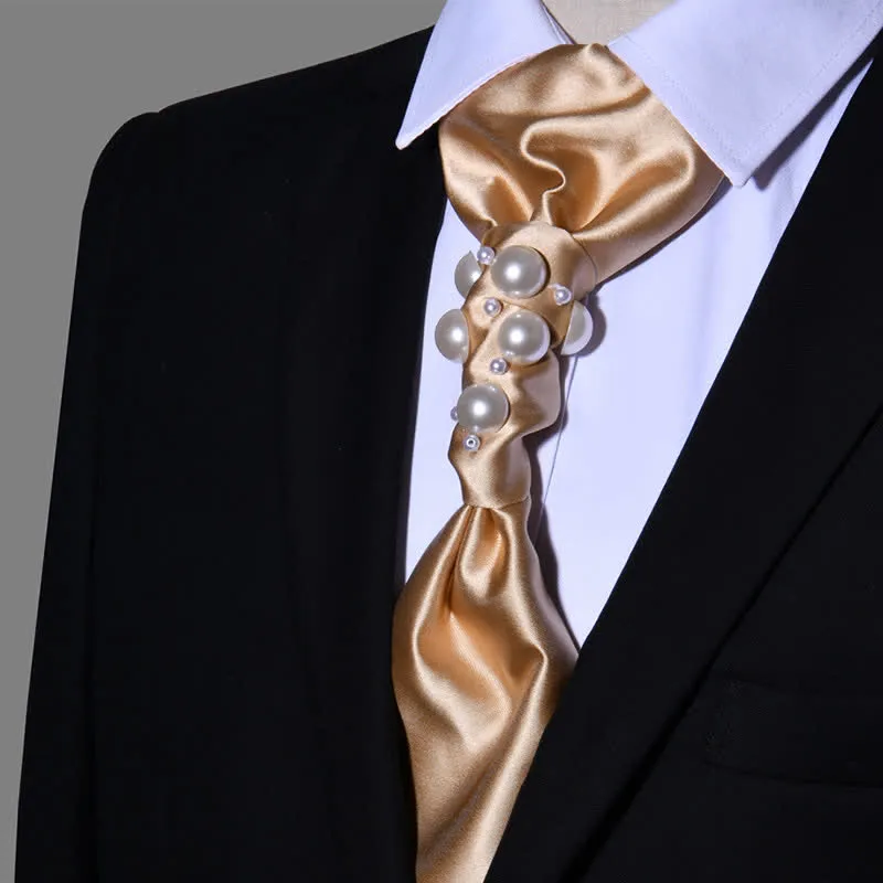 Clearance: Men's Vintage Look Pearls Wedding Necktie sold by FloralTrip