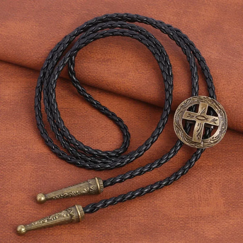 Clearance: Retro Shirt Accessories Circle Cross Bolo Tie sold by FloralTrip