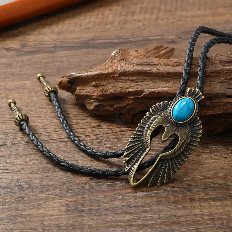 Clearance: Western Eagle Bird Turquoise Stone Bolo Tie sold by FloralTrip