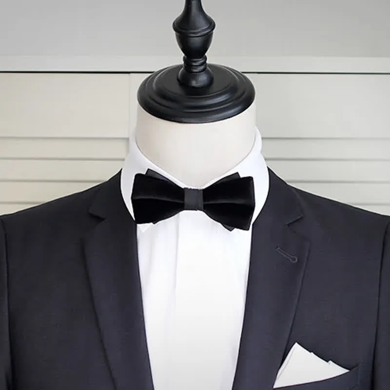 Clearance: Men's Noble Solid Black Velvet Wedding Bow Tie sold by FloralTrip product image thumbnail 2