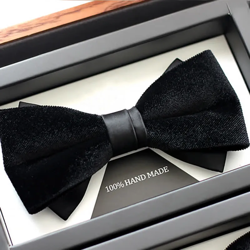 Clearance: Men's Noble Solid Black Velvet Wedding Bow Tie sold by FloralTrip
