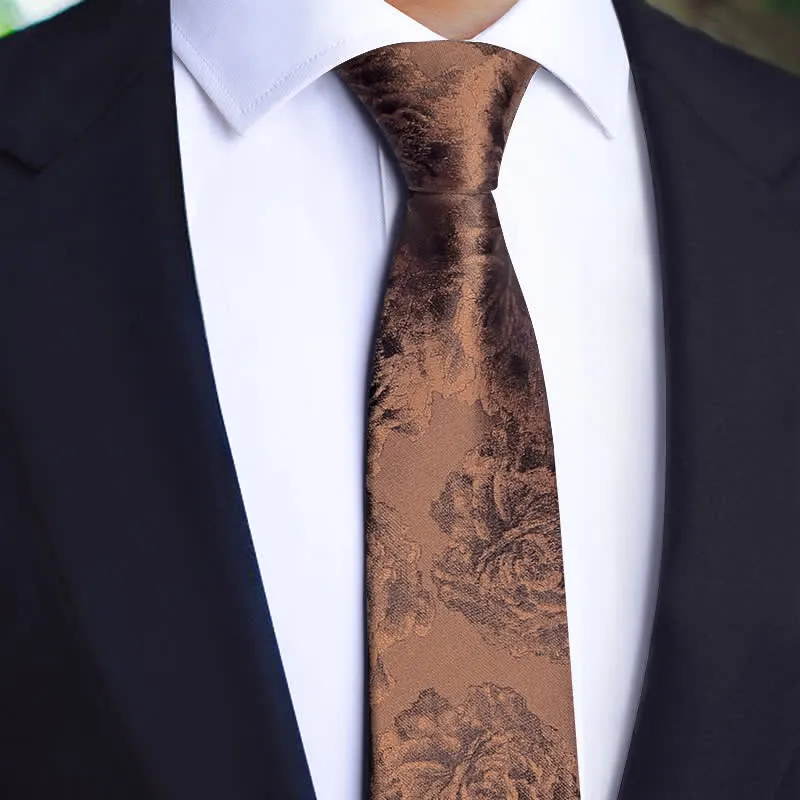 Clearance: Men's Vintage Bronze Flower Necktie sold by FloralTrip