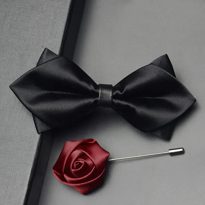 Clearance: 2Pcs Men's Classic Double Layered Pointed Bow Tie Set sold by FloralTrip