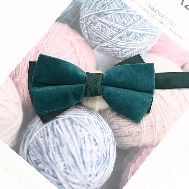 Clearance: Men's Velvet Double Layered Patchwork Color Bow Tie sold by FloralTrip