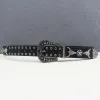 Silver Bull Head Rivet Black Crocodile Print Leather Belt sold by FloralTrip