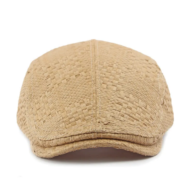 Unisex Stylish Straw Woven Pattern Flat Top Beret Hat sold by FloralTrip product image thumbnail 2