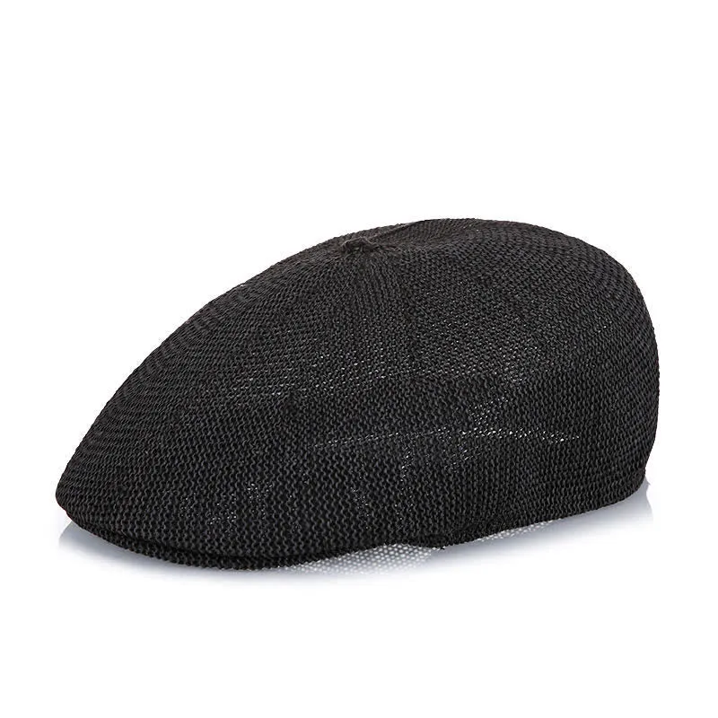 Men's Solid Color Breathable Mesh Summer Straw Beret Hat sold by FloralTrip product image thumbnail 4