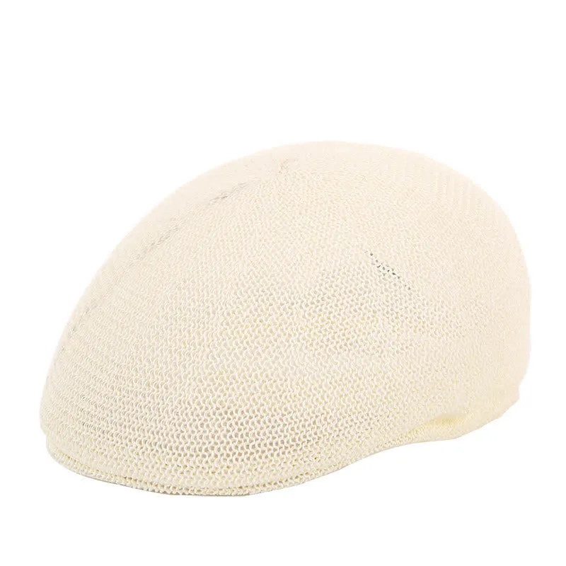 Men's Solid Color Breathable Mesh Summer Straw Beret Hat sold by FloralTrip product image thumbnail 5