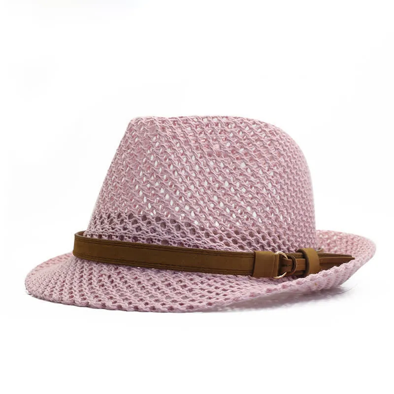 Men's Hand-Woven Casual Band Hollow Out Straw Fedora Hat sold by FloralTrip product image thumbnail 4