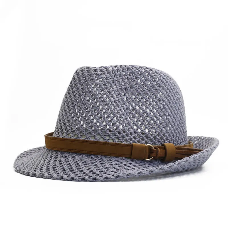 Men's Hand-Woven Casual Band Hollow Out Straw Fedora Hat sold by FloralTrip product image thumbnail 3