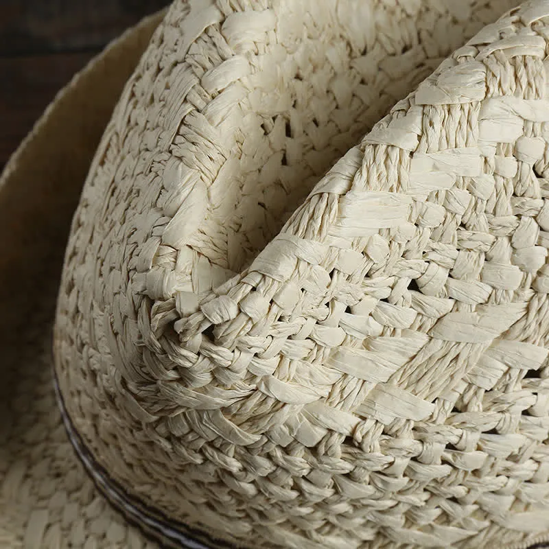 Unisex Boho Beach Handwork Summer Straw Fedora Hat sold by FloralTrip product image thumbnail 3