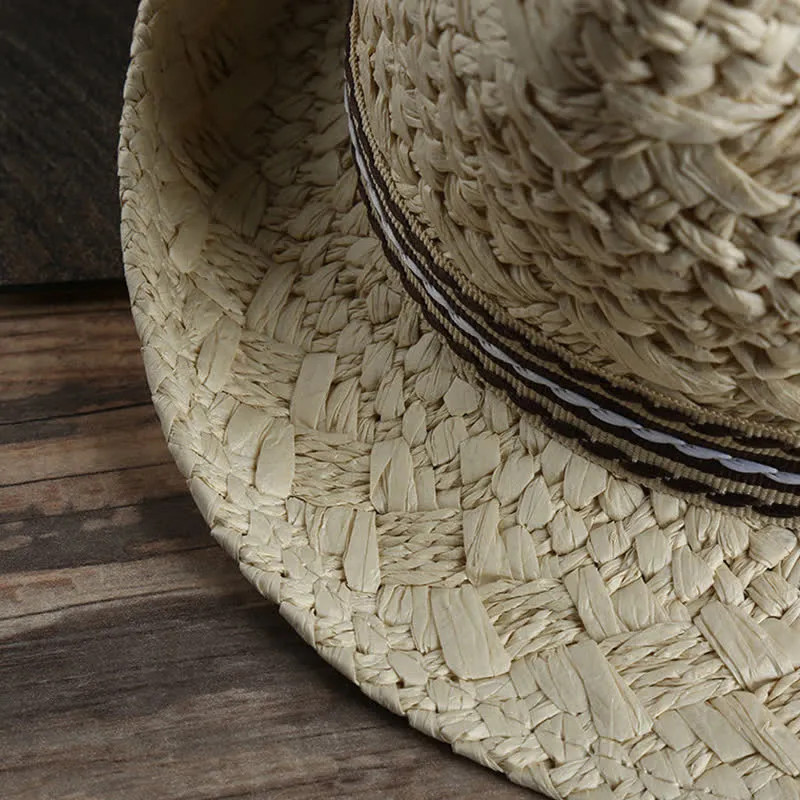 Unisex Boho Beach Handwork Summer Straw Fedora Hat sold by FloralTrip product image thumbnail 5