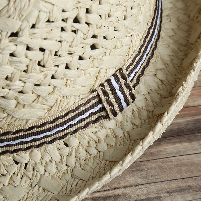 Unisex Boho Beach Handwork Summer Straw Fedora Hat sold by FloralTrip product image thumbnail 4