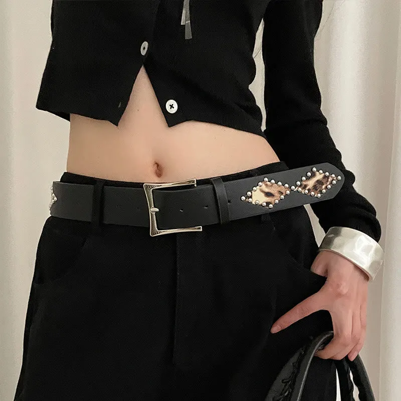 Women's Punk Style Rivet Leopard Decor Leather Belt sold by FloralTrip product image thumbnail 2