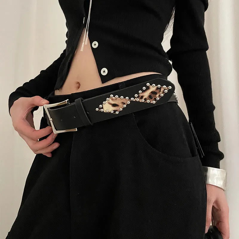 Women's Punk Style Rivet Leopard Decor Leather Belt sold by FloralTrip