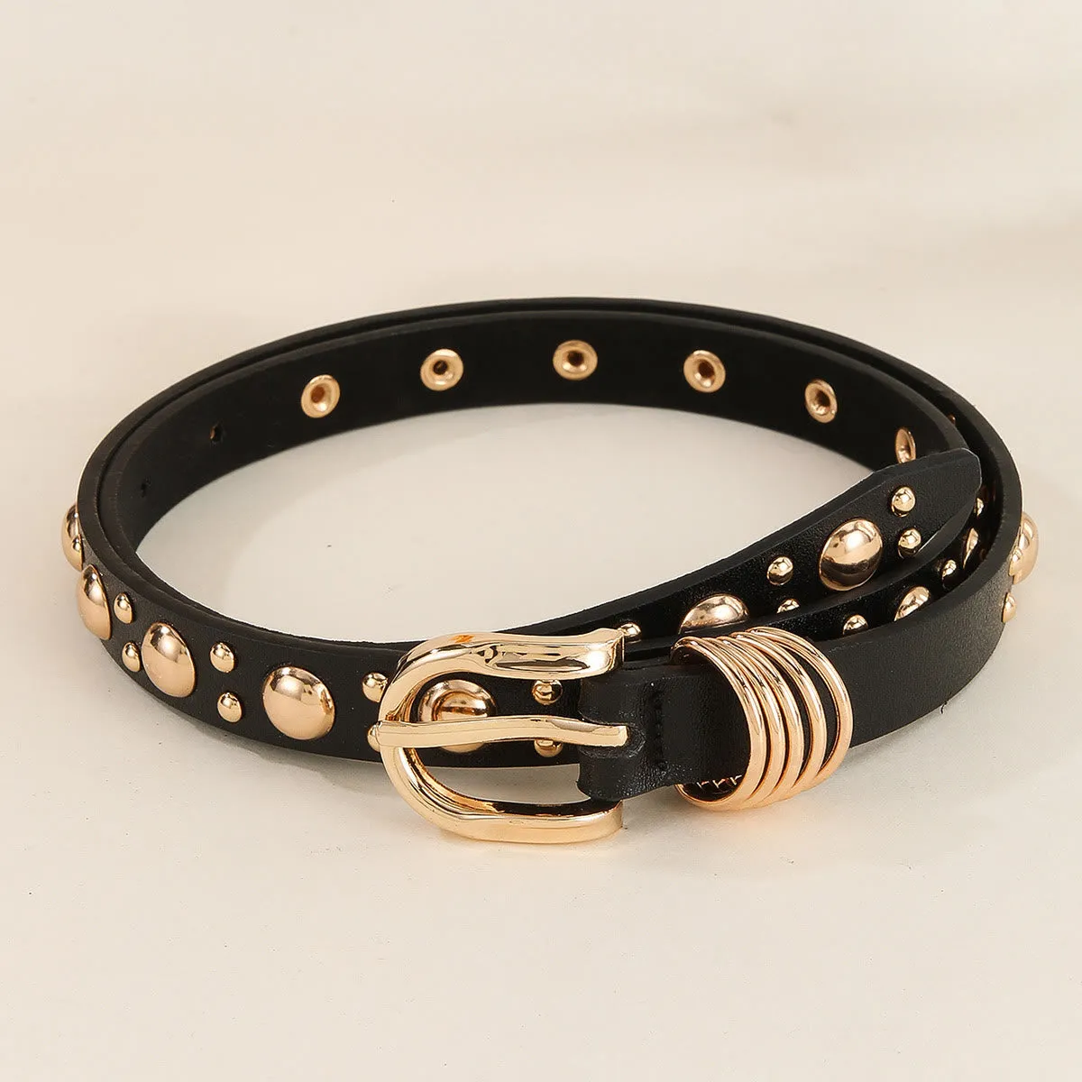 Women's Punk Style Gold Mushroom Rivet Leather Belt sold by FloralTrip product image thumbnail 3