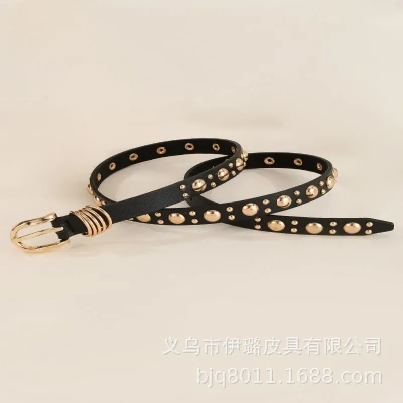 Women's Punk Style Gold Mushroom Rivet Leather Belt sold by FloralTrip product image thumbnail 4